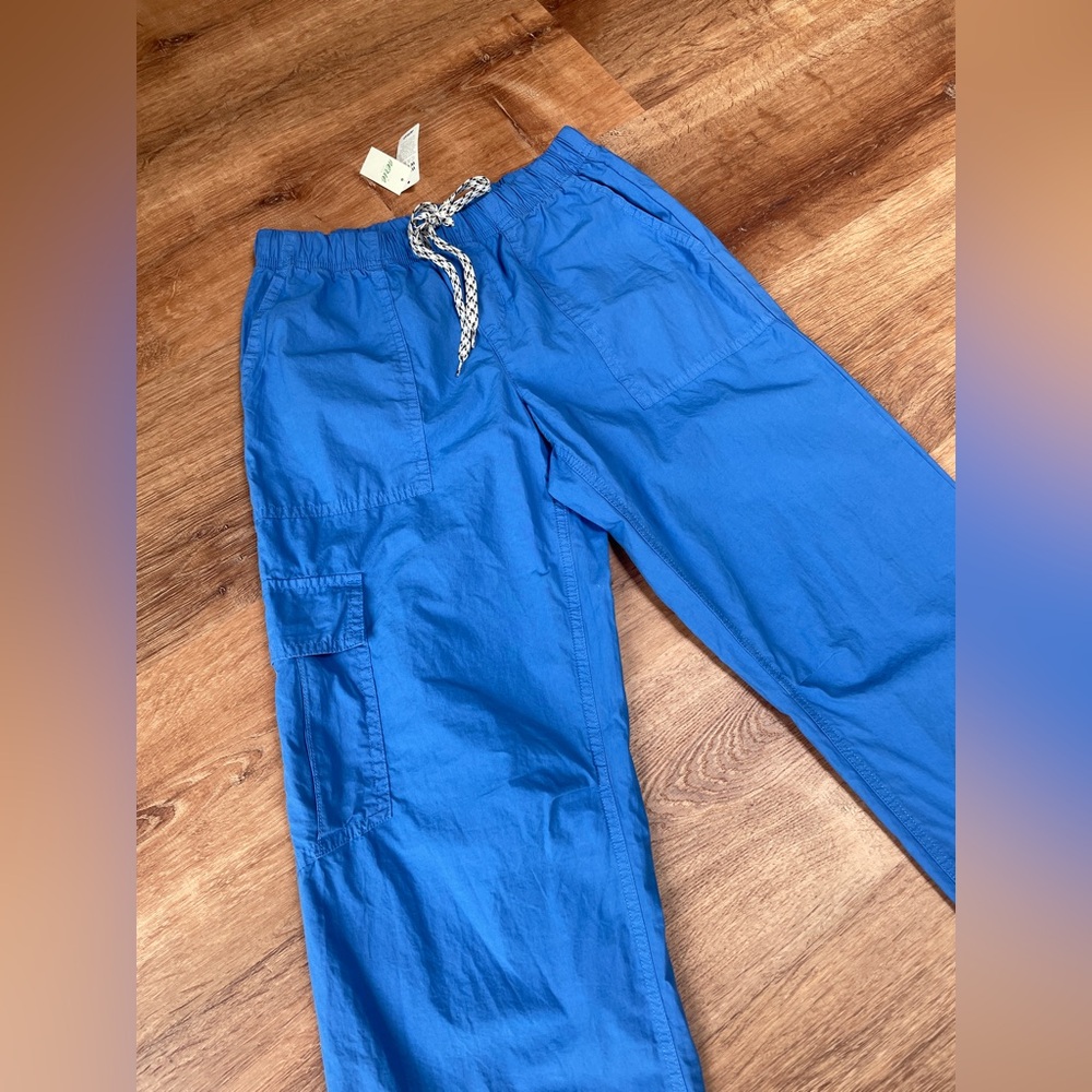 NWT Aerie baggy cargo skater pants XS cotton sustainable drawstring cobalt blue - Picture 6 of 15
